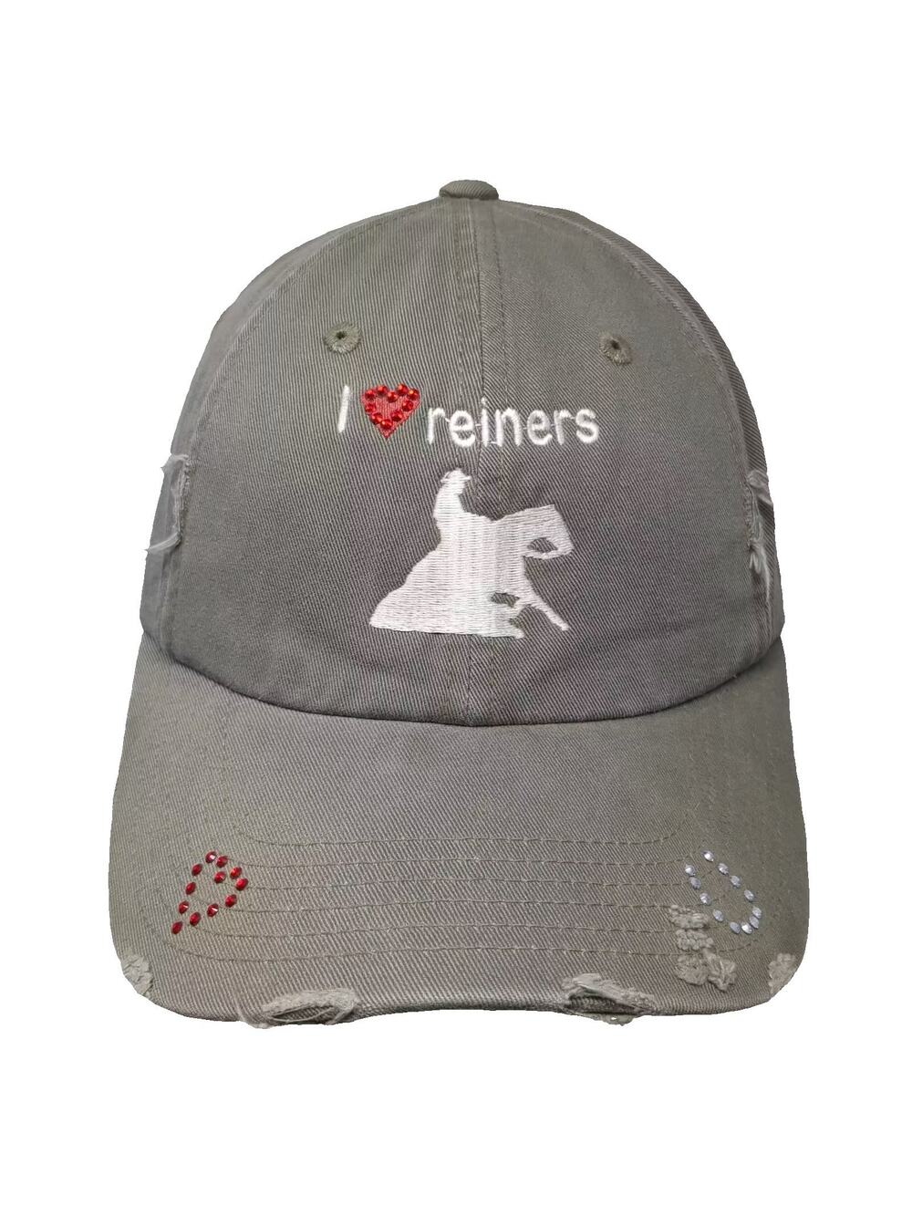 District Threads Green Baseball Cap OS Distressed Rhinestone Reining Horse Hat